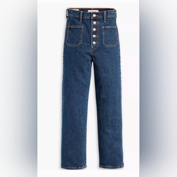 Levi's Ribcage Straight Ankle Blue Denim Jeans - Picture 4 of 6